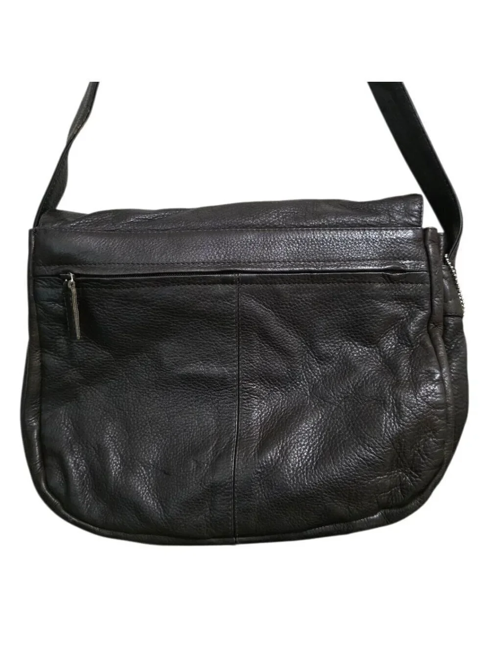 Kenneth Cole Black Genuine Leather Saddlebag Crossbody Purse